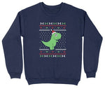 T Rex | Crew Neck Sweatshirt | Big & Tall | Mens and Ladies | Ugly Christmas Sweater | Funny Christmas