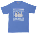 Chilling With My Snowmies Ugly Christmas Sweater Version 2 | Funny Christmas Shirt | Mens Big & Tall T-Shirt