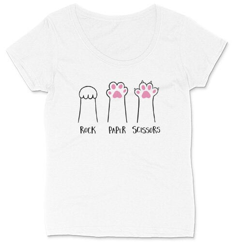 Rock Paper Scissors | Ladies Plus Size T-Shirt | Curvy Collection | Funny T-Shirt | Graphic T-Shirt | Cat Shirt | Cat Mom Shirt | Cat Lover